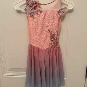 Weissman Pink and Blue Lace Dance Costume